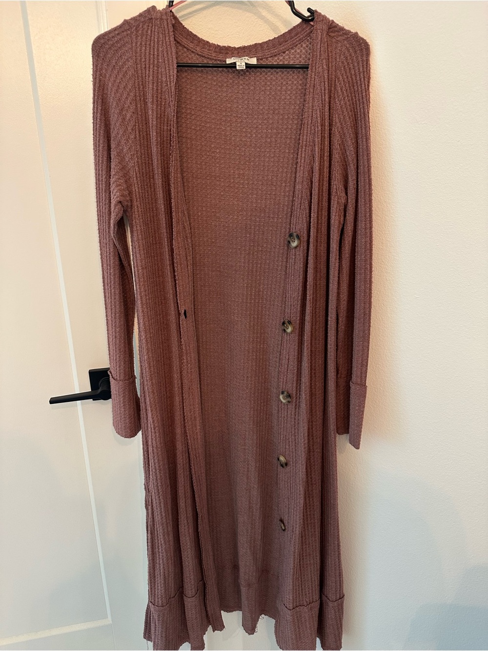 Umgee Mauve Waffle-Knit Button-Front Cardigan